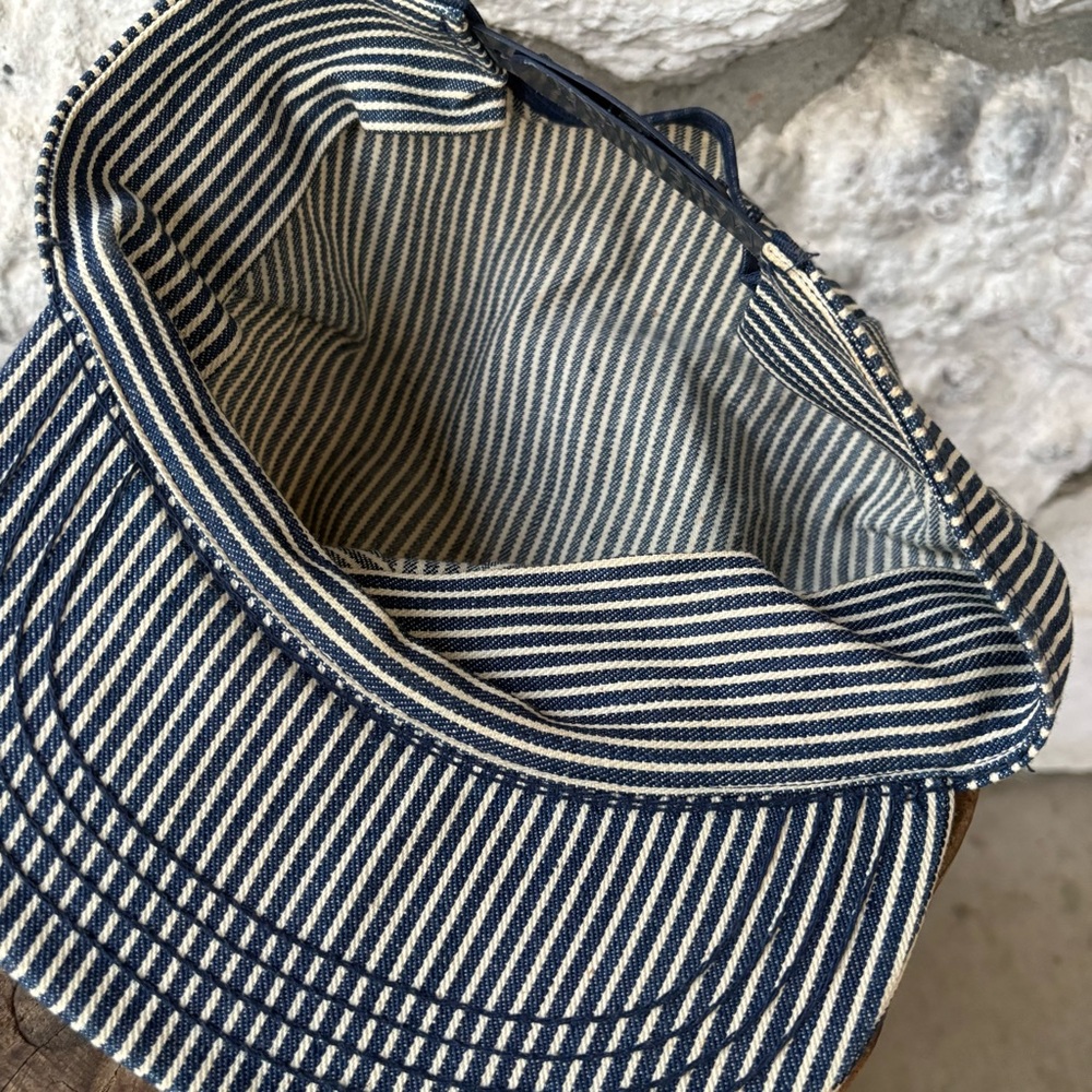 Vintage OshKosh B'Gosh Railroad Conductor Hat Hickory Stripe Denim 80s 90s - Picture 6 of 7